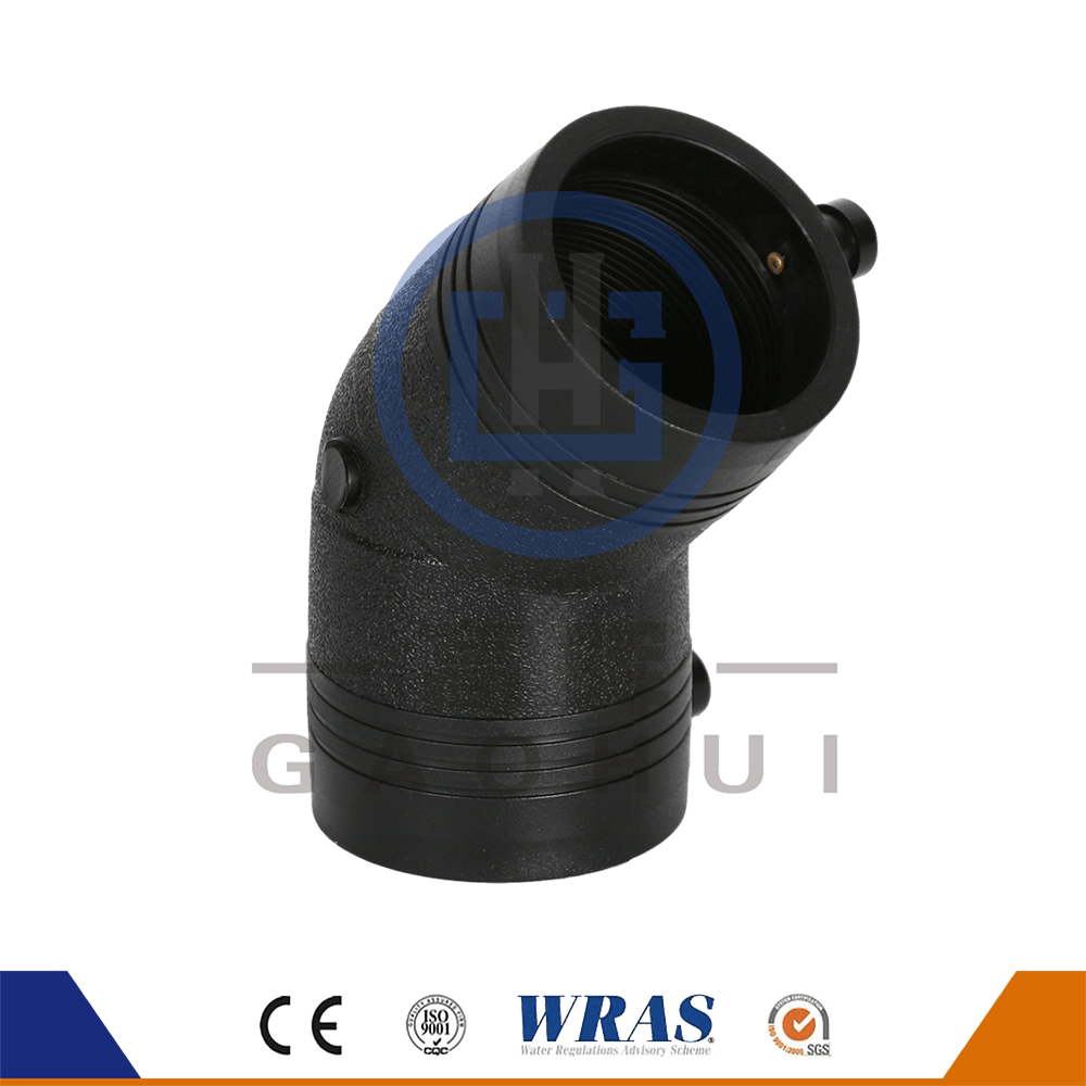 HDPE Molded Electro Fusion 45 Degree Elbow Bend untuk Bekalan Air