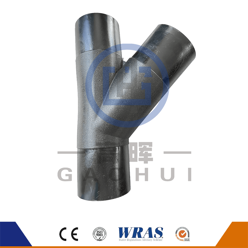 Bahan Perawan HDPE Butt Fusion Wye Tee Lateral Tee 45 Degree Y Cawangan Untuk Paip Air